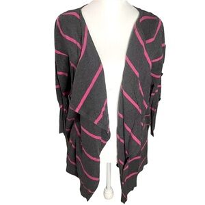 American Eagle Outfitters Medium Grey and Pink Striped Cardigan